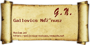 Gallovics Nónusz névjegykártya